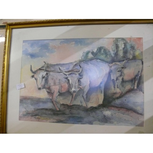 173 - 3 PICTURES TO INCLUDE AN ORIGINAL WATERCOLOUR BY KATHLEEN VARLEY 