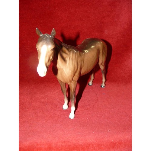 2 - A BESWICK BOIS ROUSSEL RACEHORSE WHITE BLAZE AND SOCKS BROWN GLOSS IN MINT CONDITION