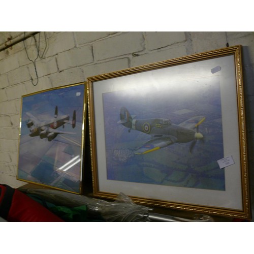 180 - FRAMED PRINTS OF HAWKER HURRICANE AND AVRO LANCASTER