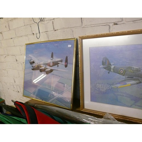 180 - FRAMED PRINTS OF HAWKER HURRICANE AND AVRO LANCASTER