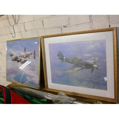 180 - FRAMED PRINTS OF HAWKER HURRICANE AND AVRO LANCASTER