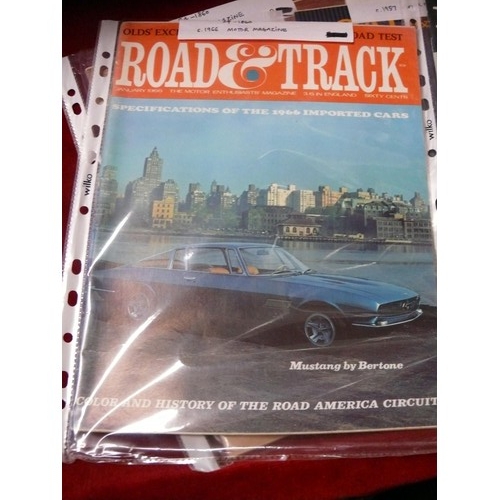 189 - 5 VINTAGE CAR AND MOTORCYCLING MAGAZINES INCLUDING ROAD & TRACK (3X 1957, 1 X 1966) AND MOTOR CYCLIN... 