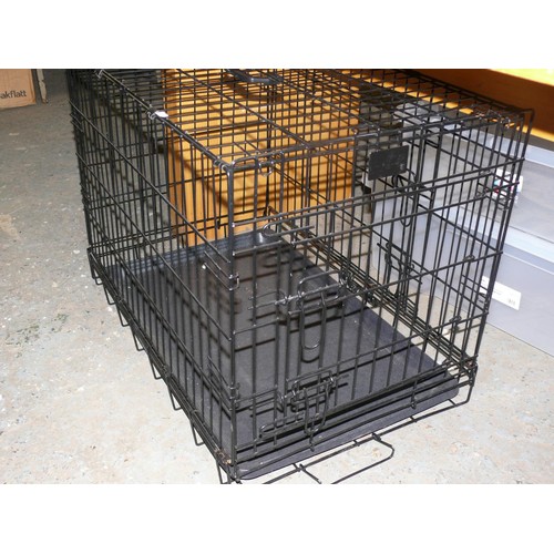 238 - NEW WIRE DOG CAGE WITH CARRYING HANDLE - 76CM X 47CM X 56CM