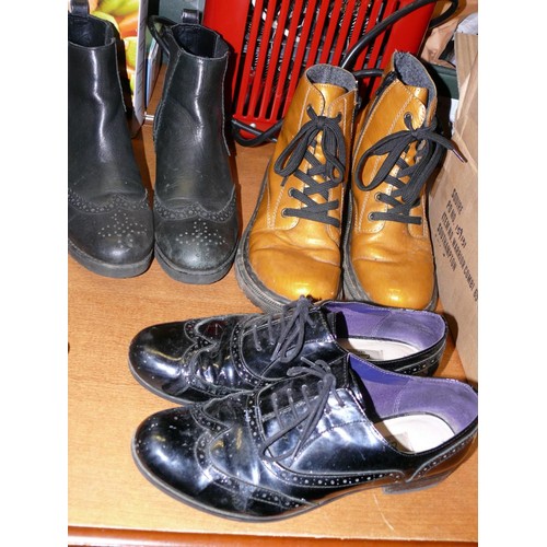 250 - PAIR OF TAN REIKER BOOTS, PAIR OF BLACK NEXT BOOTS AND A PAIR OF CLARKS DRESS SHOES ALL SIZE 40