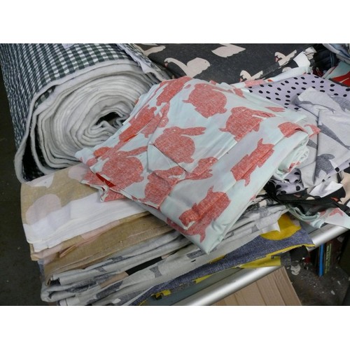 297 - 3 STACKS OF VARIOUS FABRIC OFFCUTS MOSTLY ANIMAL DESIGNS