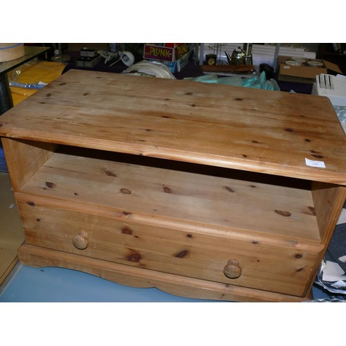 299 - PINE UNIT WITH SHELF AND DRAWER BELOW