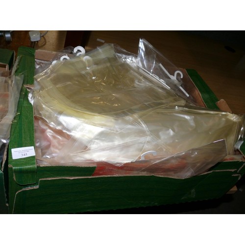 345 - 2 LARGE BOXES OF NEW PACKAGING BAGS WITH HANGERS ATTACHED FOR SHOP DISPLAY