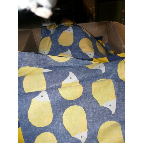 337 - LARGE BOX OF HEDGEHOG DESIGN FABRIC