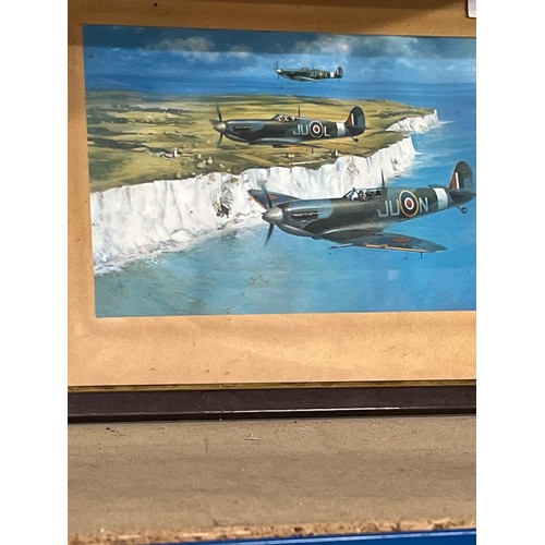 351 - FRAMED AND GLAZED PRINT OF 'DOVER PATROL' SUPERMARINE SPITFIRE VB