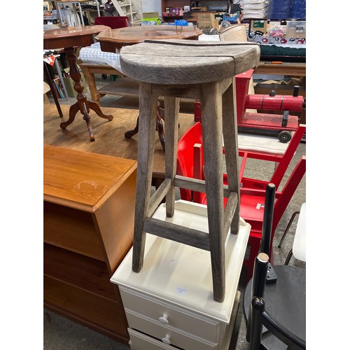 387 - VINTAGE WOODEN BAR STOOL