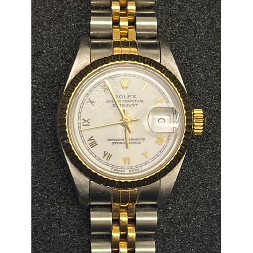 44 - Ladies Rolex oyster perpetual Datejust Watch Stick Dial Smooth Bezel Two Tone AROUND 1990 RECENT CHE... 