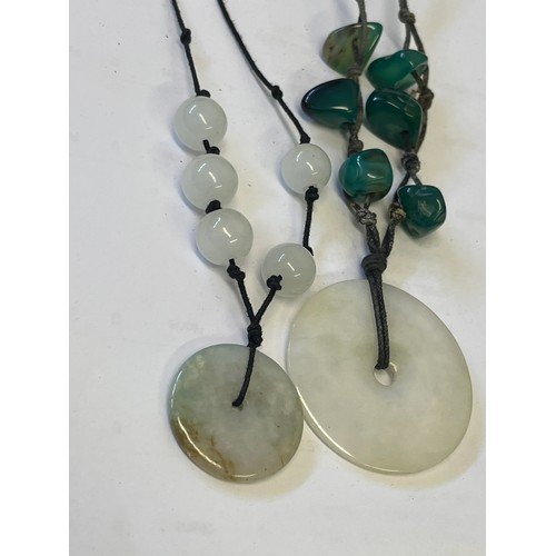 49 - 2 WHITE JADE NECKLACES REAL ETHNIC STYLES