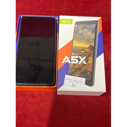 53 - A NUU A5X MOBIL PHONE IN BOX WITH CHARGER