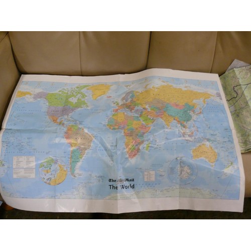 417 - 4 LARGE OPERATIONAL NAVIGATION CHARTS AND A MAP OF THE WORLD