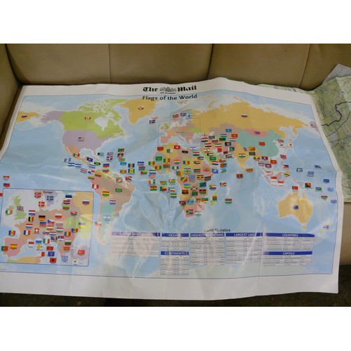 417 - 4 LARGE OPERATIONAL NAVIGATION CHARTS AND A MAP OF THE WORLD