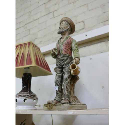 86 - VERY TALL PORTUGUESE CERAMIC FIGURE IN THE STYLE OF CAPODIMONTE - 53CM