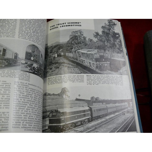 135 - 2 TRAINS ILLUSTRATED HARDBACK BOOKS 1958 & 1961 PLUS A GENERAL ENGINEERING PRACTISE WORKSHOP BOOK