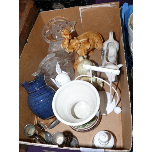 149 - BOX OF MISCELLANEOUS CERAMICS AND GLASS AND METALWARES