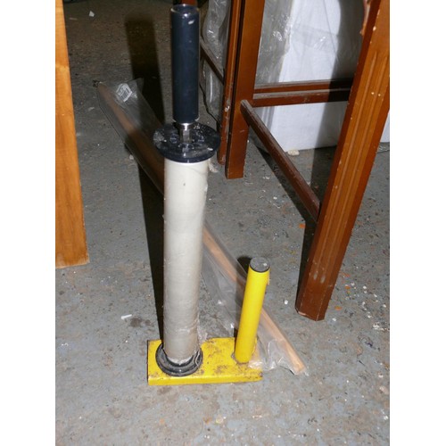 237 - SHRINK WRAP DISPENSER AND A WOODEN BROOM HANDLE