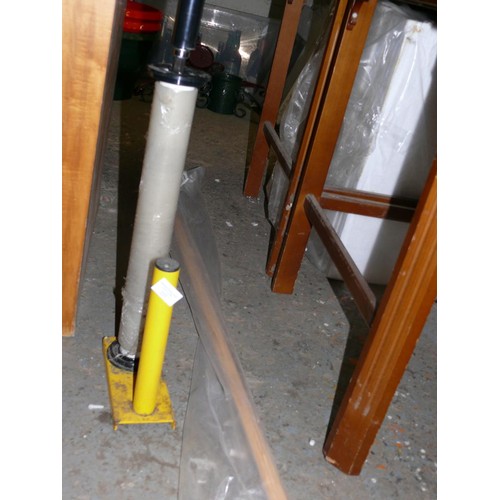 237 - SHRINK WRAP DISPENSER AND A WOODEN BROOM HANDLE