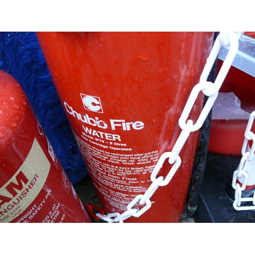 305 - 4 X  FIRE EXTINGUISHERS, ONE IS CO2, ONE FOAM AND 2 WATER