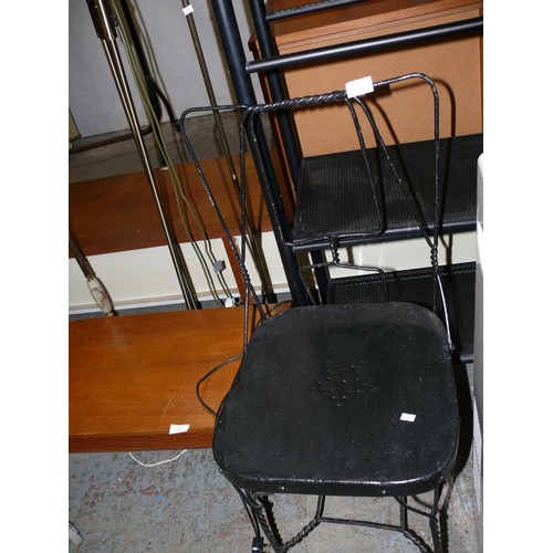 375 - UNUSUAL BLACK METAL WORK CHAIR WITH STAR DESIGN