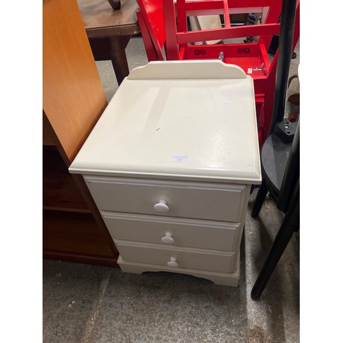 388 - SMALL WHITE 3 DRAWER BEDSIDE