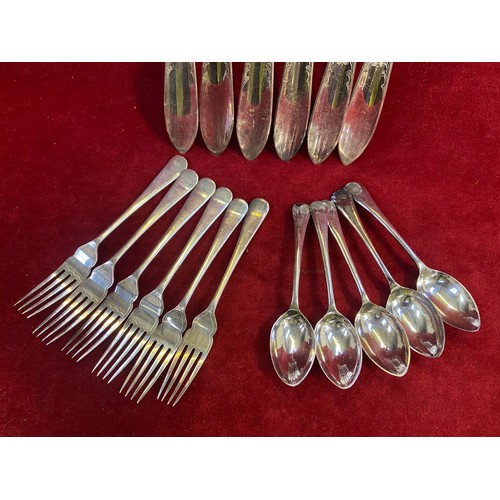 116 - Abbey plate EPNS flatware cutlery, engraved with a G on the handles, consisting of 1x serving spoon,... 