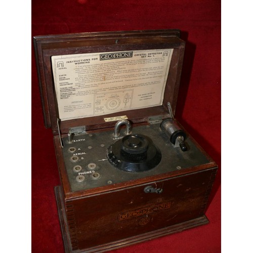 146 - Crystal radio - 1920's Gecophone crystal detector set No.1. with instructions.