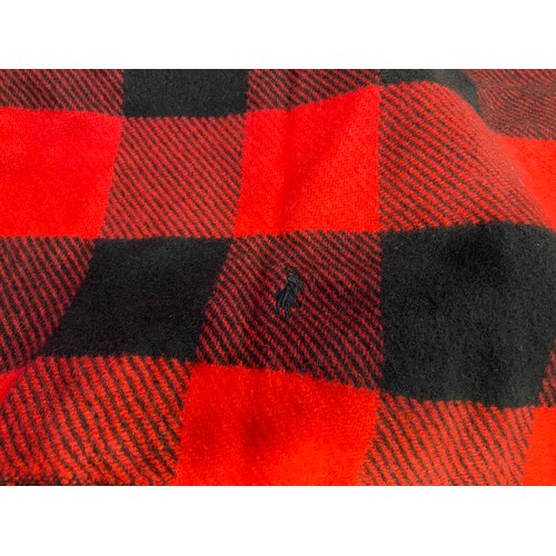 163 - 2x Ralph Lauren scarves. 1x Black and red checked in original box and 1x beige/biscuit coloured with... 