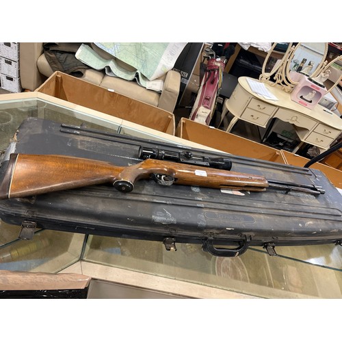 269 - A WEIHRAUCH WEST GERMAN .22 UNDER LEVER AIR RIFLE WITH WATERPROOF APOLLO SCOPE AND A HARD CASE BY GU... 