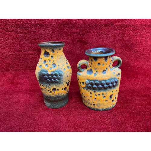 185 - Pair of 1960's West German orange Ubelacker (U-Keramik) Fat Lava ROBOT vases.
Model 560/20 and 1837/... 