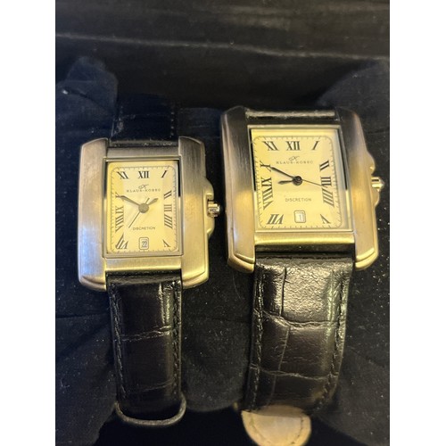 10 - A PAIR OF KLAUS KOBEC DISCRETION WATCHES HIS AND HERS NEW, OLD STOCK