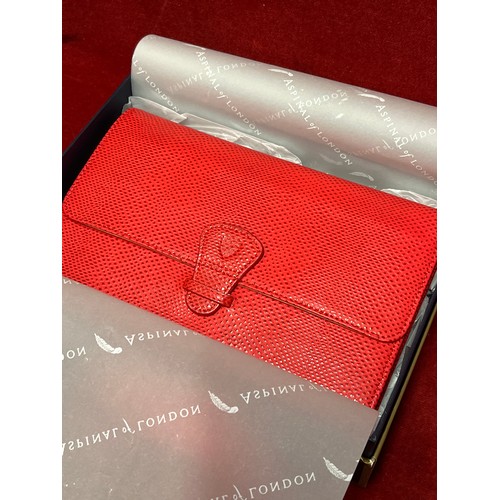 6 - AN ASPINAL OF LONDON LEATHER TRAVEL WALLET IN FINE RED LEATHER NEW IN BOX