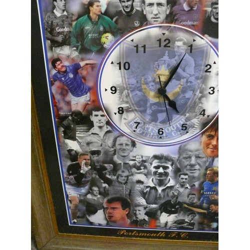 111B - PORTSMOUTH FOOTBALL CLUB CLOCK - FRAMED