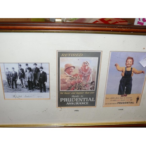 117 - FRAMED PRUDENTIAL ASSURANCE ADVERTISING PRINTS 1927 TO 1958