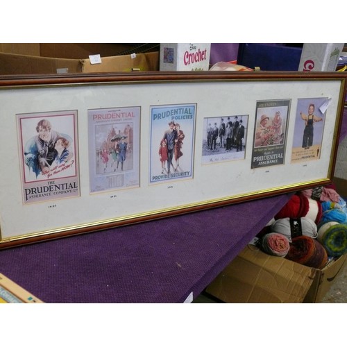 117 - FRAMED PRUDENTIAL ASSURANCE ADVERTISING PRINTS 1927 TO 1958