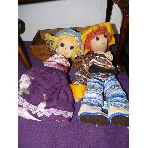 131 - 3 RAG DOLLS, TWO OF WHICH HAVE EXPANDING LIMBS