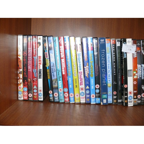 136 - SHELF OF DVDs - ACTION, COMEDY