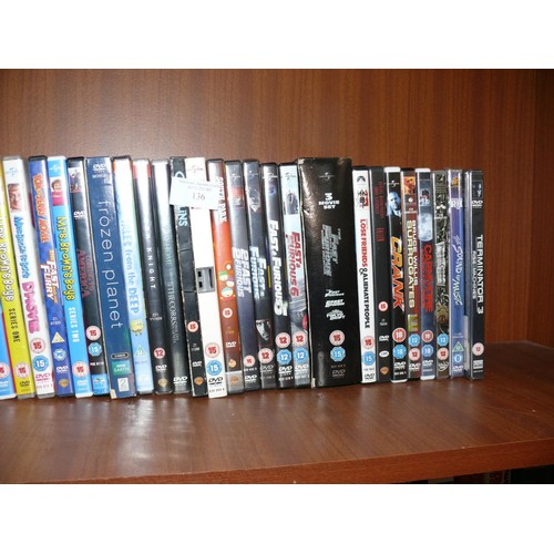 136 - SHELF OF DVDs - ACTION, COMEDY