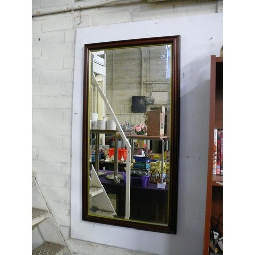 140 - LARGE WALL MIRROR WITH BEVELLED GLASS