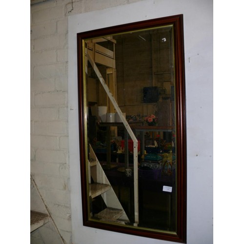 140 - LARGE WALL MIRROR WITH BEVELLED GLASS