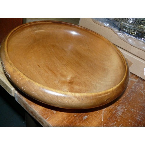 211 - TURNED WOODEN BOWL AND A PAIR OF WOODEN CLOGS