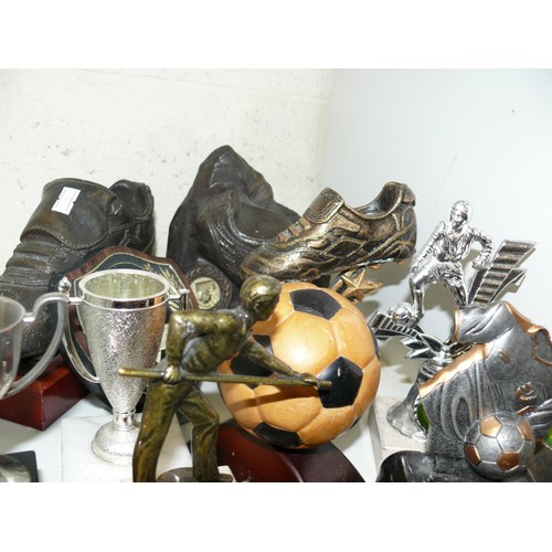 227A - CUBE OF SPORTS TROPHIES - FOOTBALL & SNOOKER