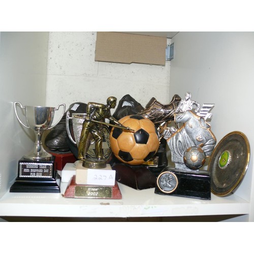 227A - CUBE OF SPORTS TROPHIES - FOOTBALL & SNOOKER