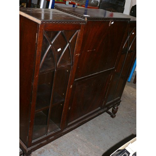 322 - 1940'S OAK VENEERED BUREAU BOOKCASE