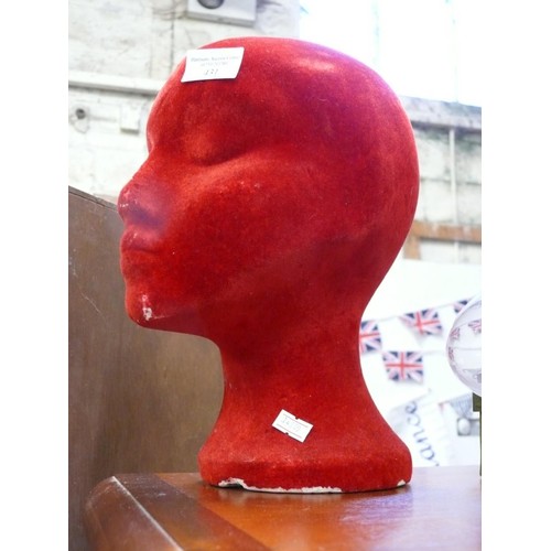 431 - RETRO MANNEQUIN HEAD IN RED - FOR HAT OR WIG DISPLAY