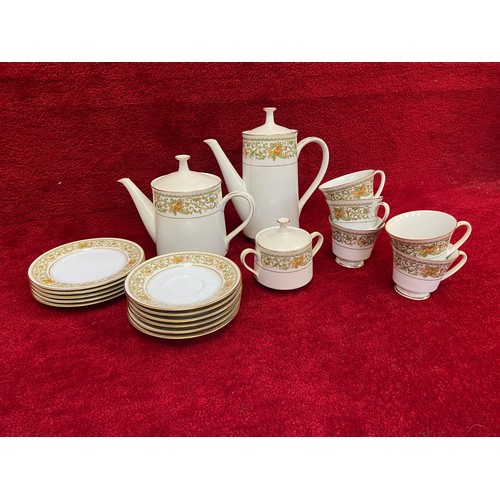 192 - Noritake (Sri Lanka) Teresa 2688 pattern tea & coffee service. Tea pot, coffee pot, sugar pot, 5x si... 