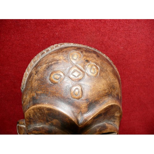 62 - WOODEN MASK WITH TRIBAL SCARS