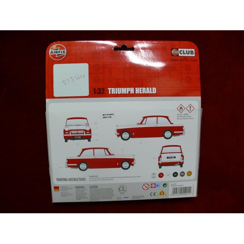 90 - AIRFIX STARTER SET MODEL KIT OF A TRIUMPH HERALD 1/32 SCALE WITH HUMBROL PAINTS